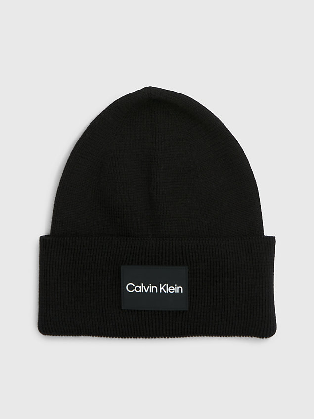 black czapka bawełniana dla mężczyźni - calvin klein