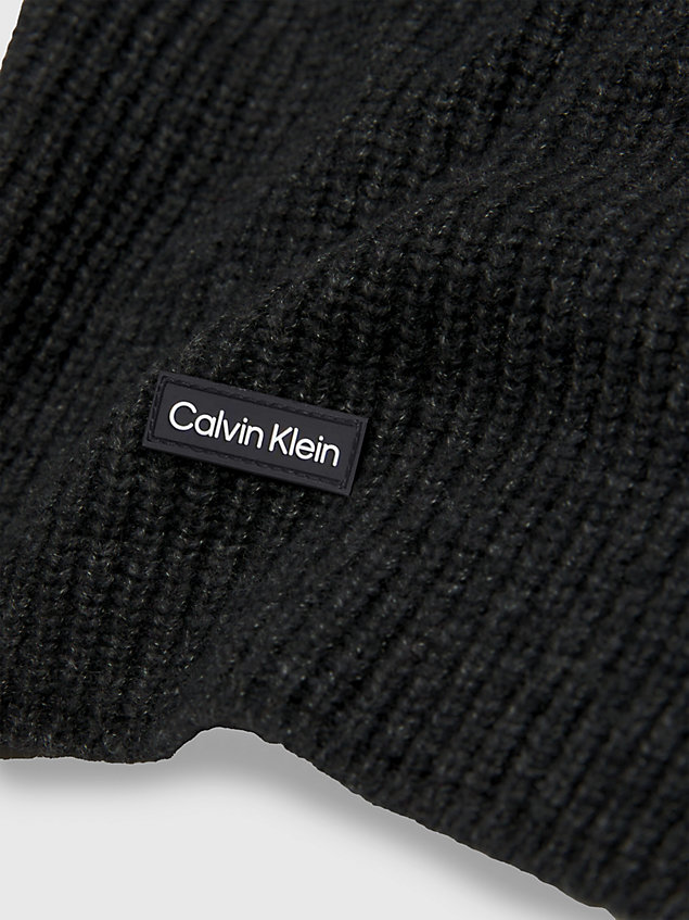 black szalik z mieszanki wełny dla mężczyźni - calvin klein