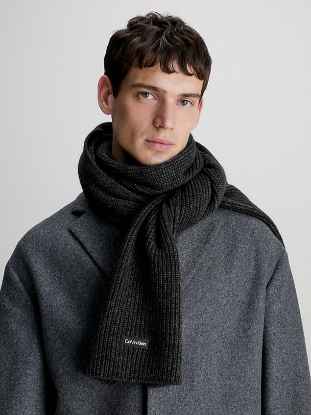 black wool blend scarf for men calvin klein