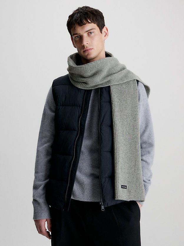 ghost gray wool blend scarf for men calvin klein