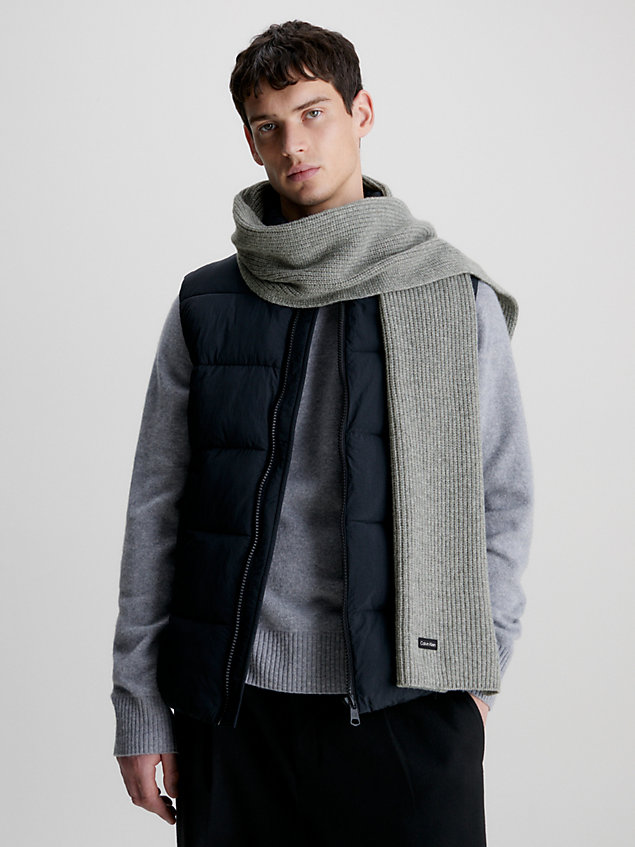 grey wool blend scarf for men calvin klein