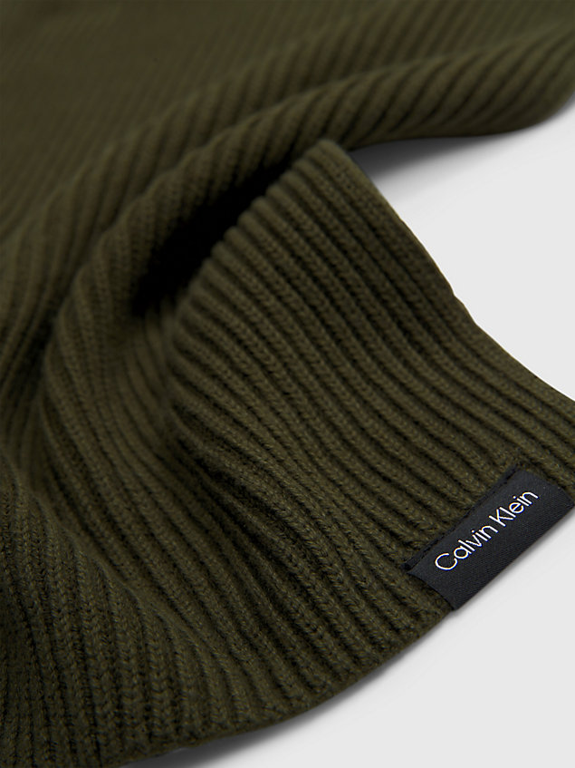 green cotton blend and cashmere scarf for men calvin klein
