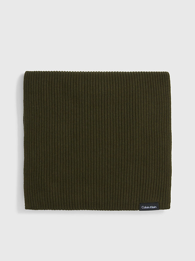green szalik z mieszanki bawełny z kaszmirem dla mężczyźni - calvin klein
