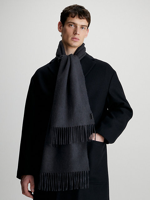 grey wool scarf for men calvin klein
