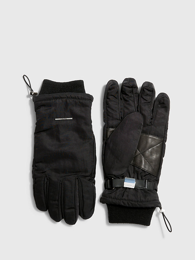 black padded technical gloves for men calvin klein