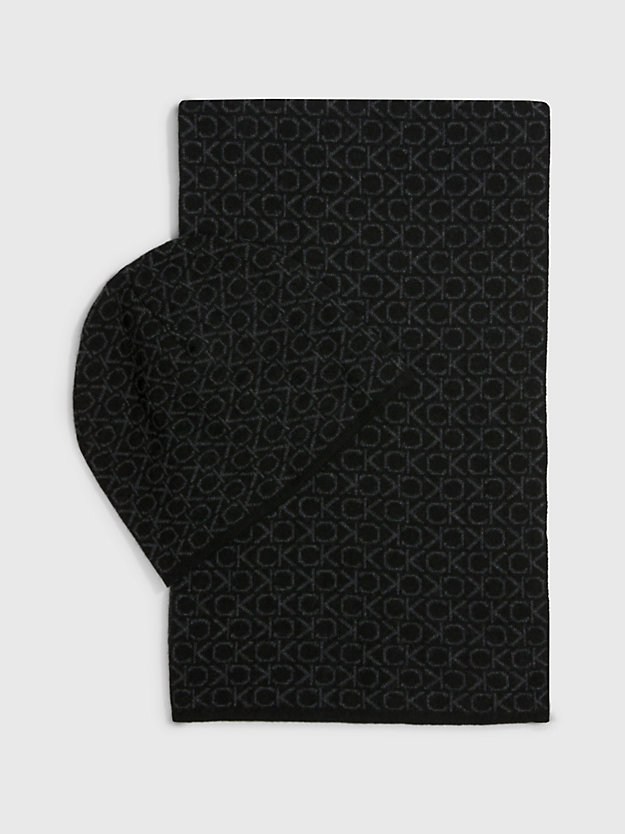 black classic mono logo scarf and beanie gift set for men calvin klein