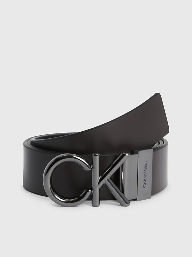 black/brown 2 buckle leather belt gift set for men calvin klein