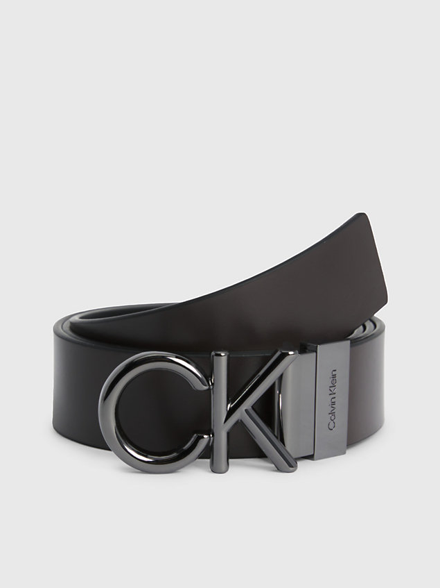 black 2 buckle leather belt gift set for men calvin klein