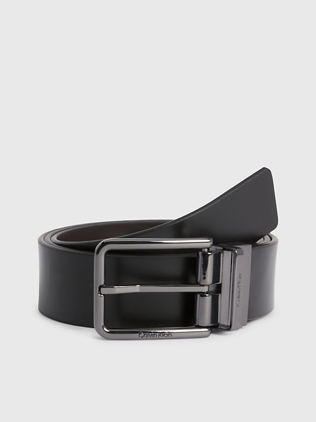 black/brown 2 buckle leather belt gift set for men calvin klein