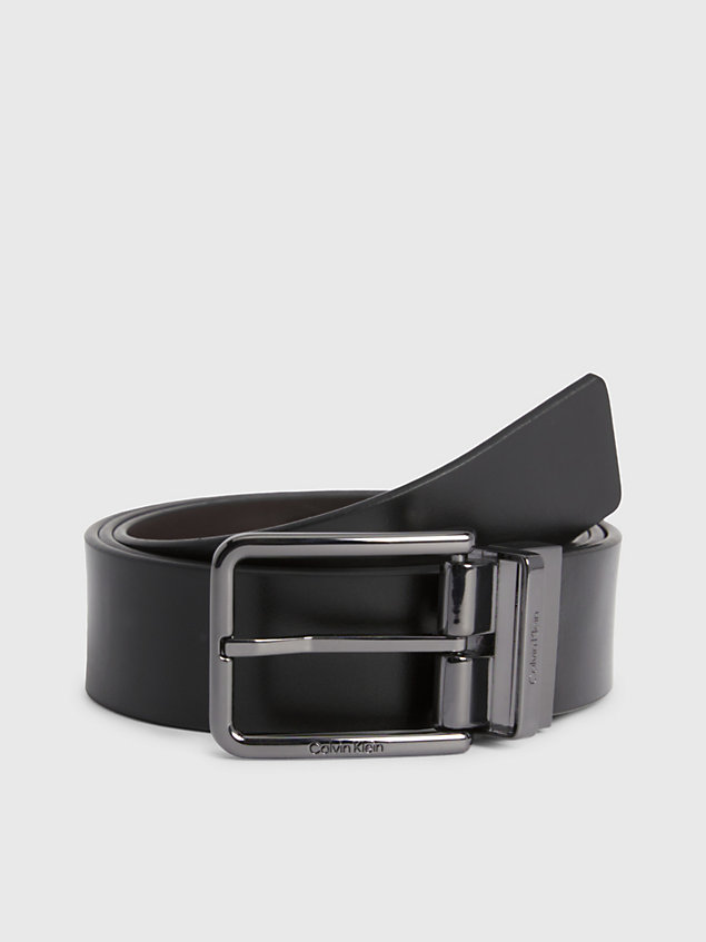black 2 buckle leather belt gift set for men calvin klein