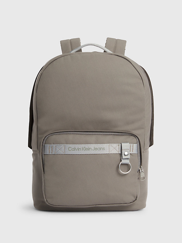 grey twill round backpack for men calvin klein jeans
