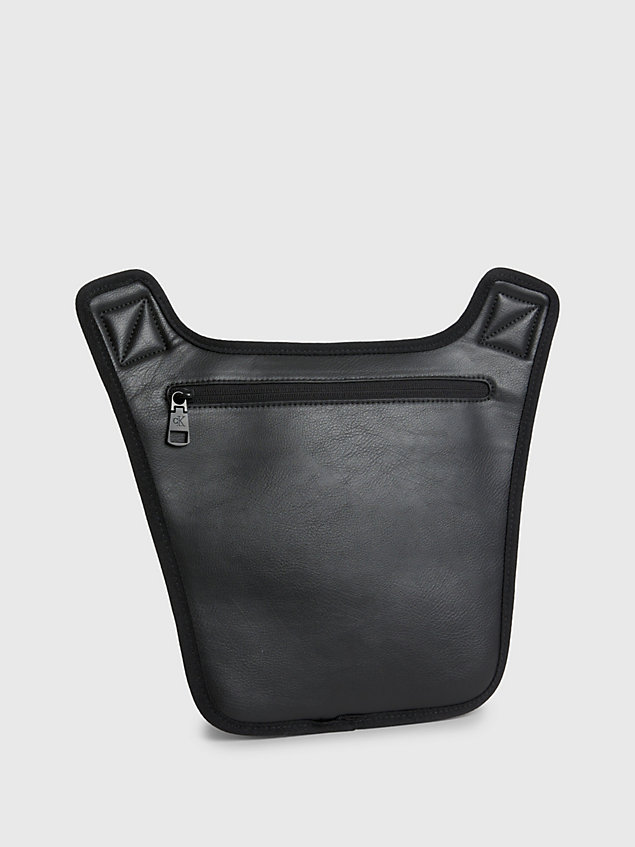black faux leather chest bag for men calvin klein jeans