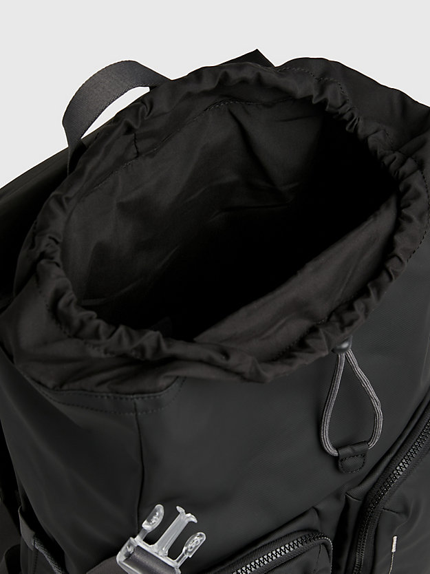 black coated flap backpack for men calvin klein jeans