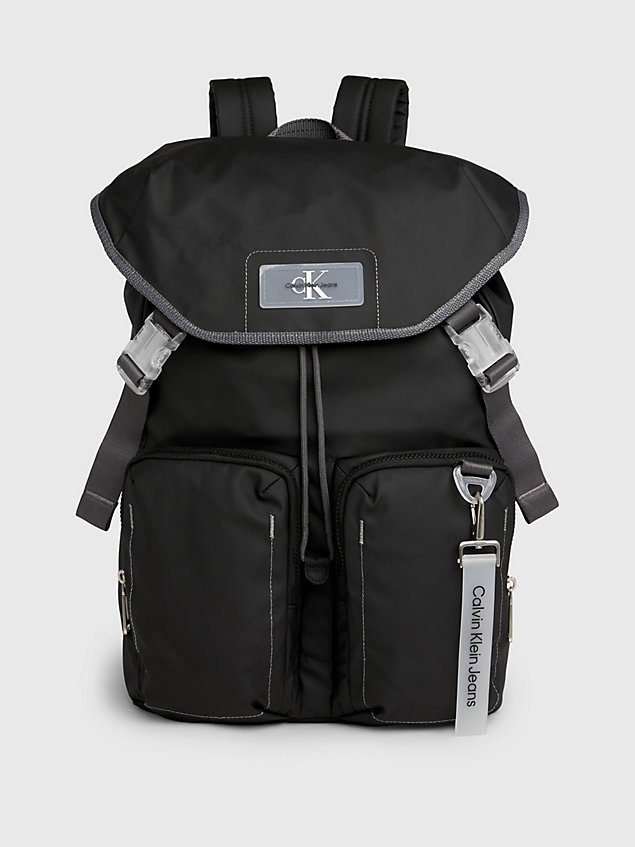 black coated flap backpack for men calvin klein jeans