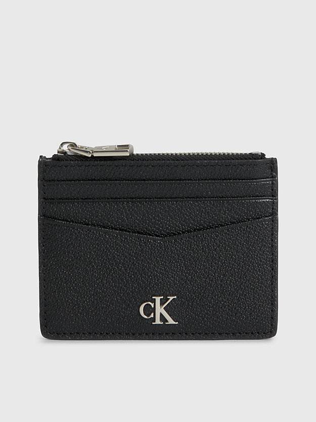 black leather cardholder with zip for men calvin klein jeans