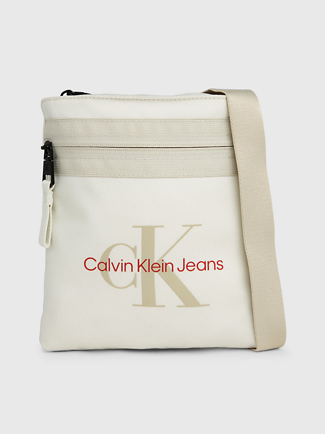blue płaska torba przez ramię z logo dla mężczyźni - calvin klein jeans