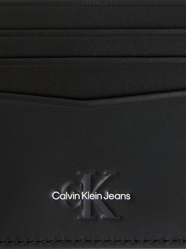 black skórzane etui na karty dla mężczyźni - calvin klein jeans