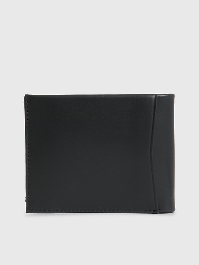black leather trifold wallet for men calvin klein jeans