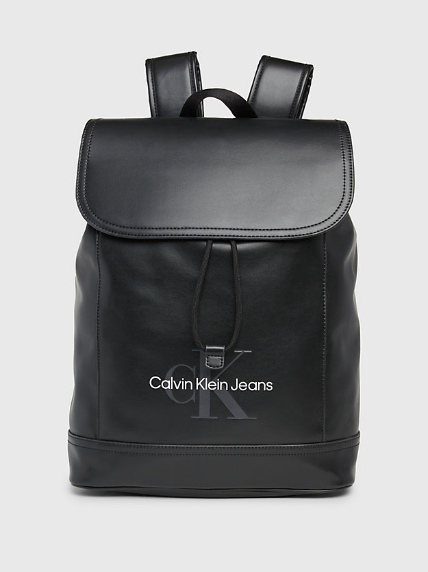 black logo flap backpack for men calvin klein jeans