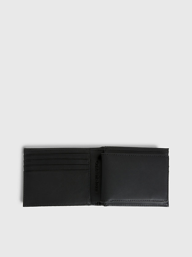 black leather logo billfold wallet for men calvin klein jeans