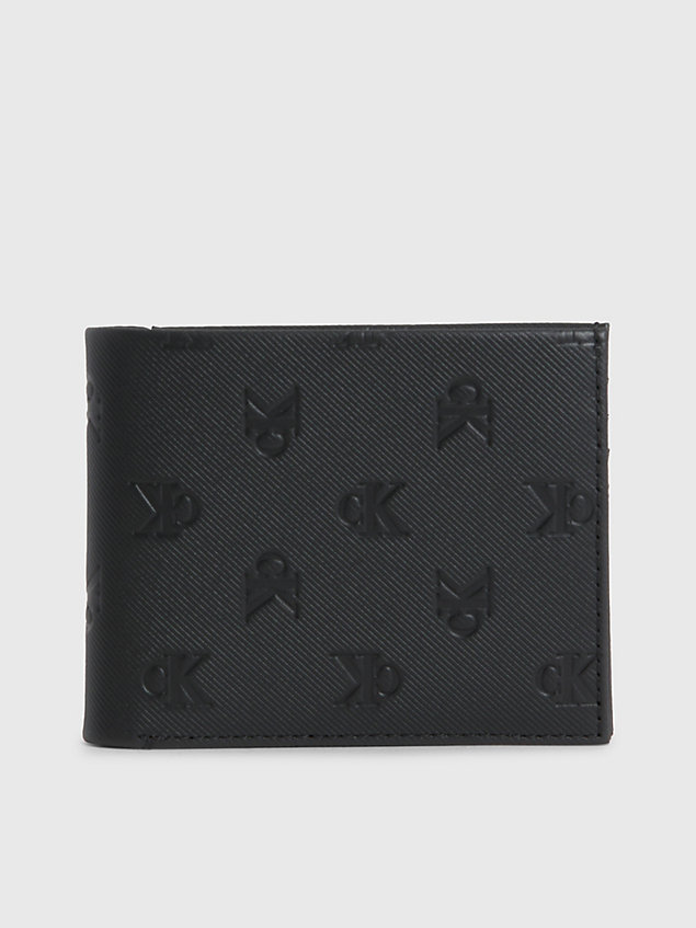 black skórzany składany portfel dwuczęściowy z logo dla mężczyźni - calvin klein jeans