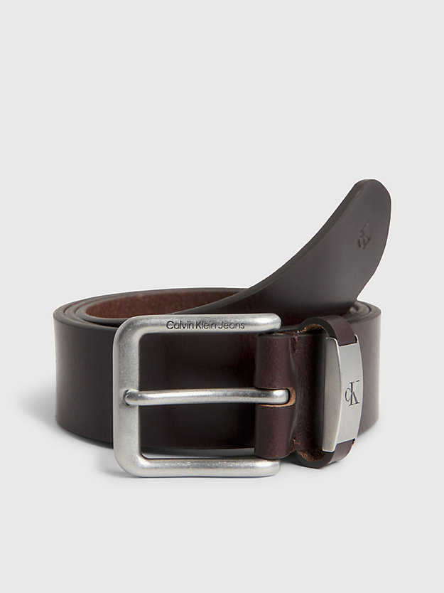 bitter brown leather belt for men calvin klein jeans
