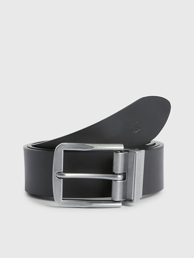 solid black / solid brown reversible leather belt for men calvin klein jeans