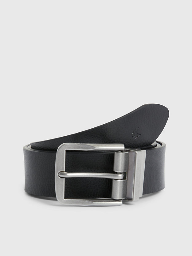 solid black / solid brown reversible leather belt for men calvin klein jeans