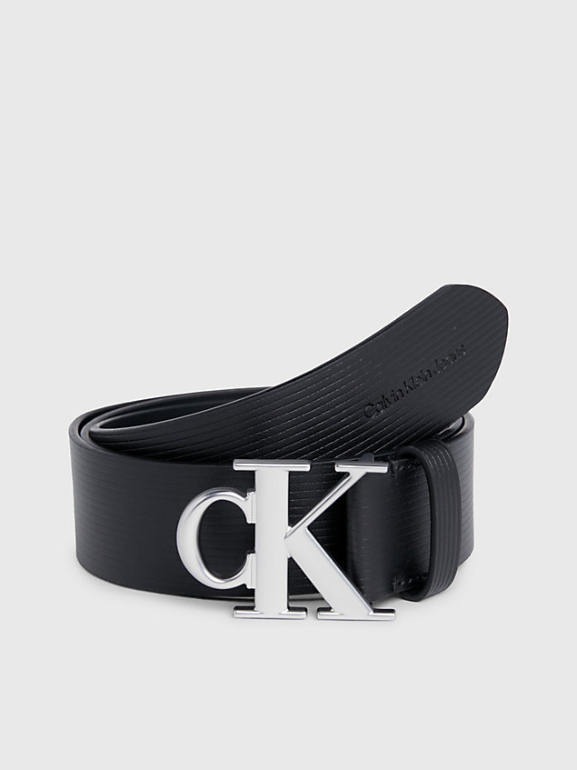 cinturón de piel con logo black de hombres calvin klein jeans
