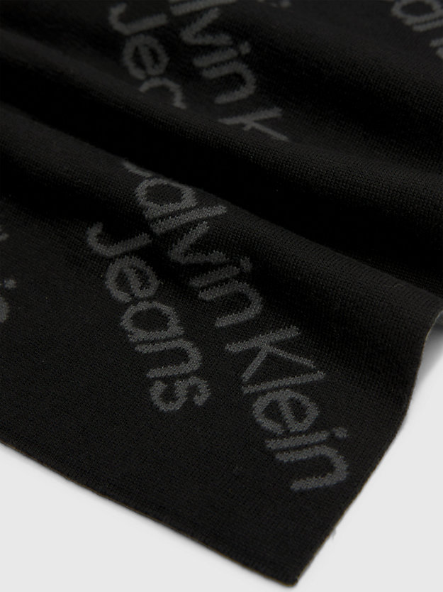 écharpe en coton entièrement ornée de logos black pour hommes calvin klein jeans