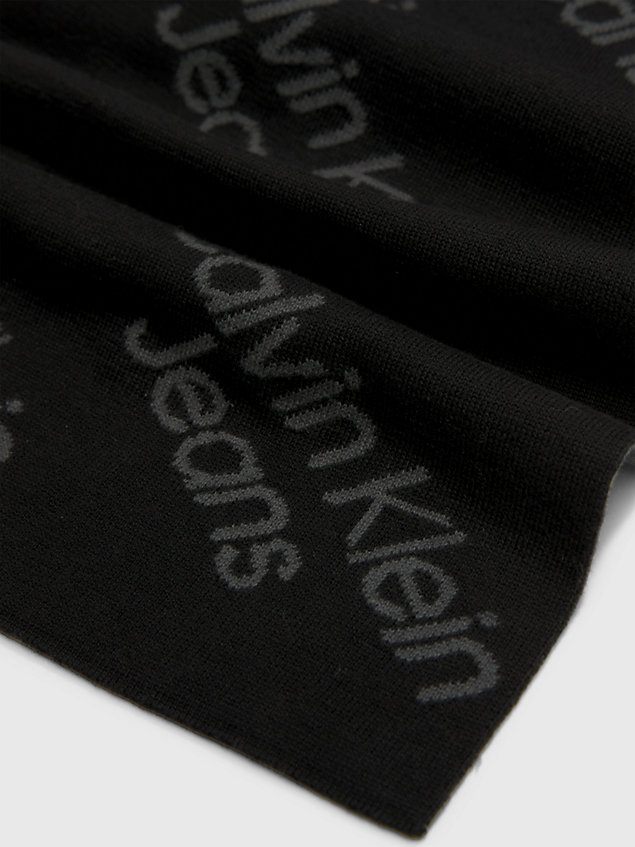 black cotton all-over logo scarf for men calvin klein jeans