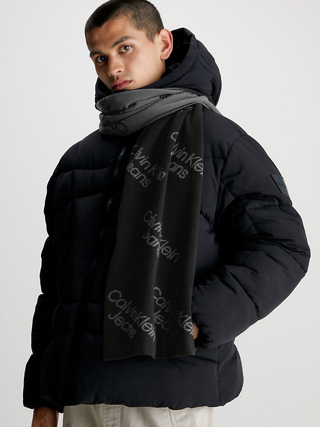 black cotton all-over logo scarf for men calvin klein jeans
