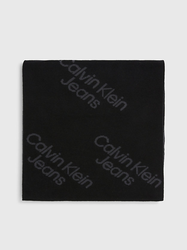 écharpe en coton entièrement ornée de logos black pour hommes calvin klein jeans