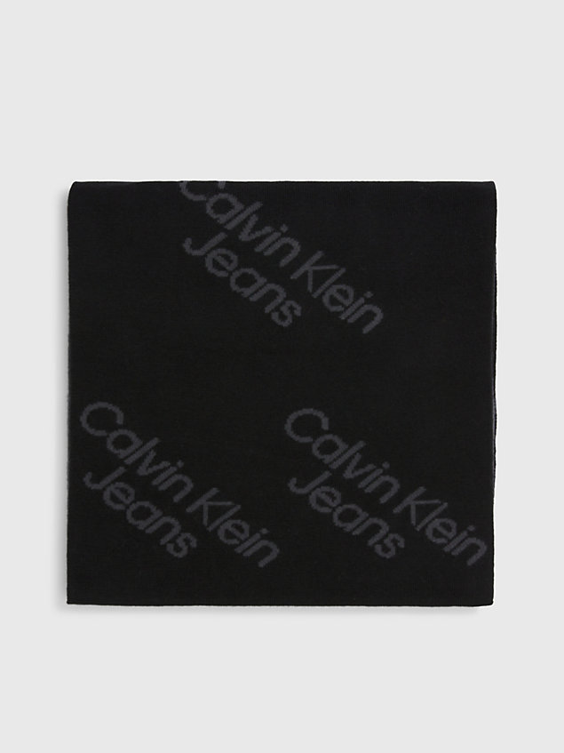 bufanda de algodón con logo en toda la prenda black de hombre calvin klein jeans