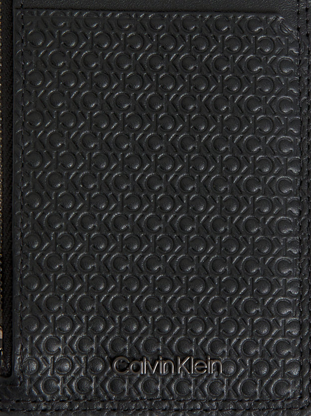 black/tonal mono leather logo cardholder with zip for men calvin klein