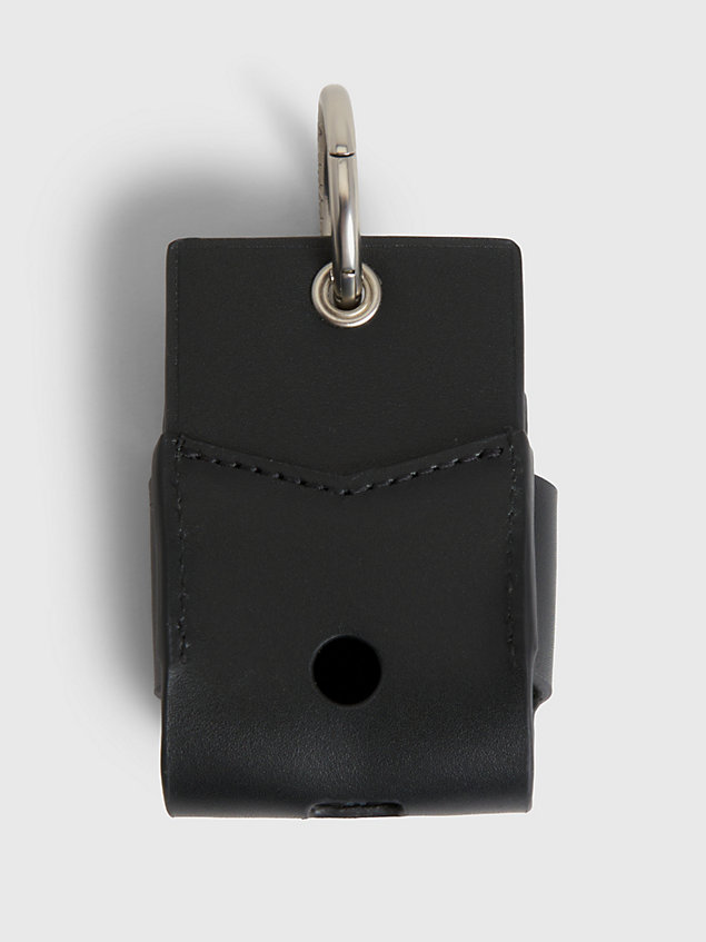 black skórzany portfel i etui na słuchawki airpod w zestawie upominkowym dla mężczyźni - calvin klein jeans