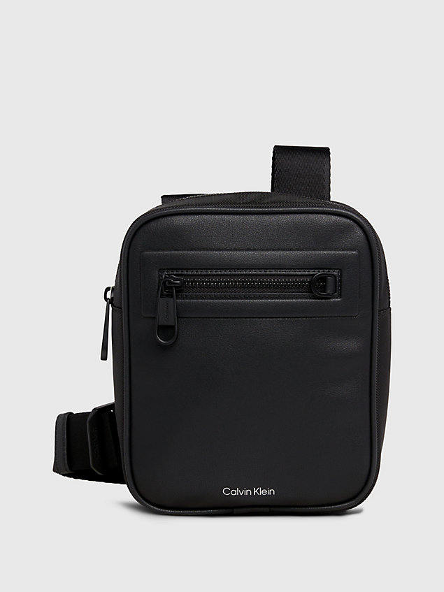 black small convertible reporter bag for men calvin klein