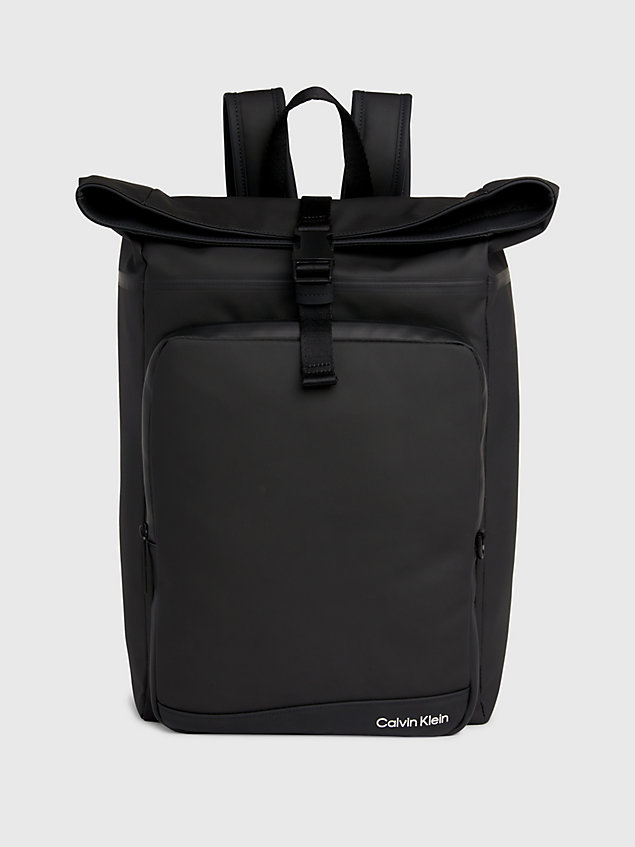 black logo roll-top backpack for men calvin klein