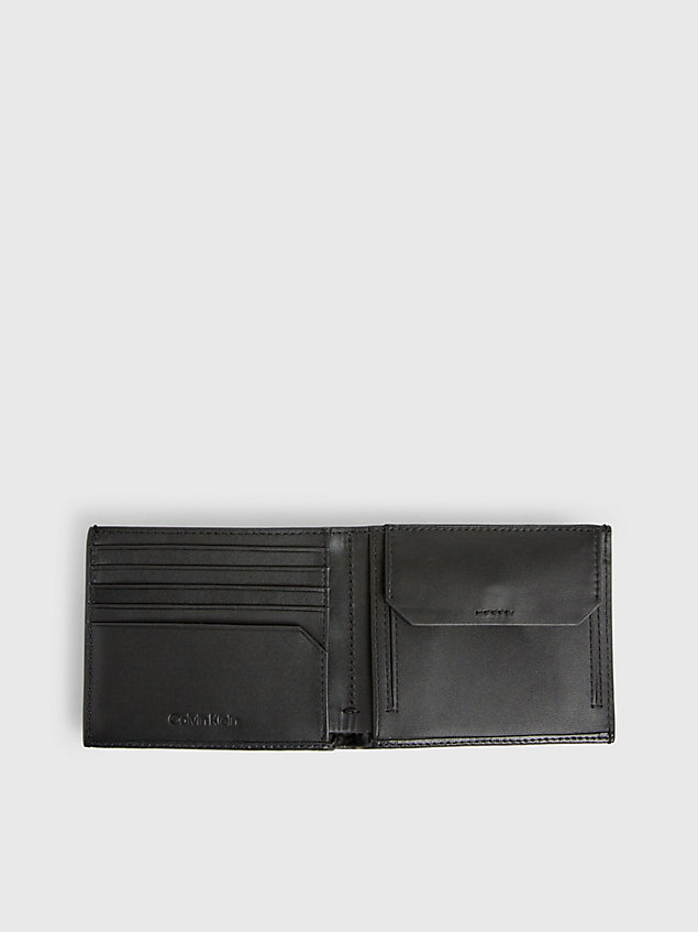 black dwuczęściowy skórzany portfel z blokadą rfid dla mężczyźni - calvin klein