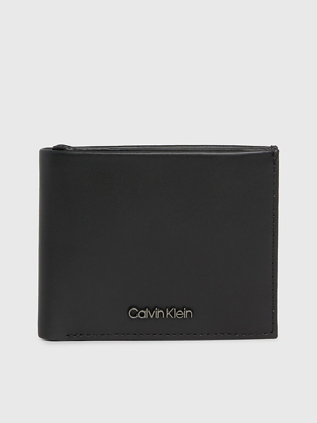 black leather rfid billfold wallet for men calvin klein