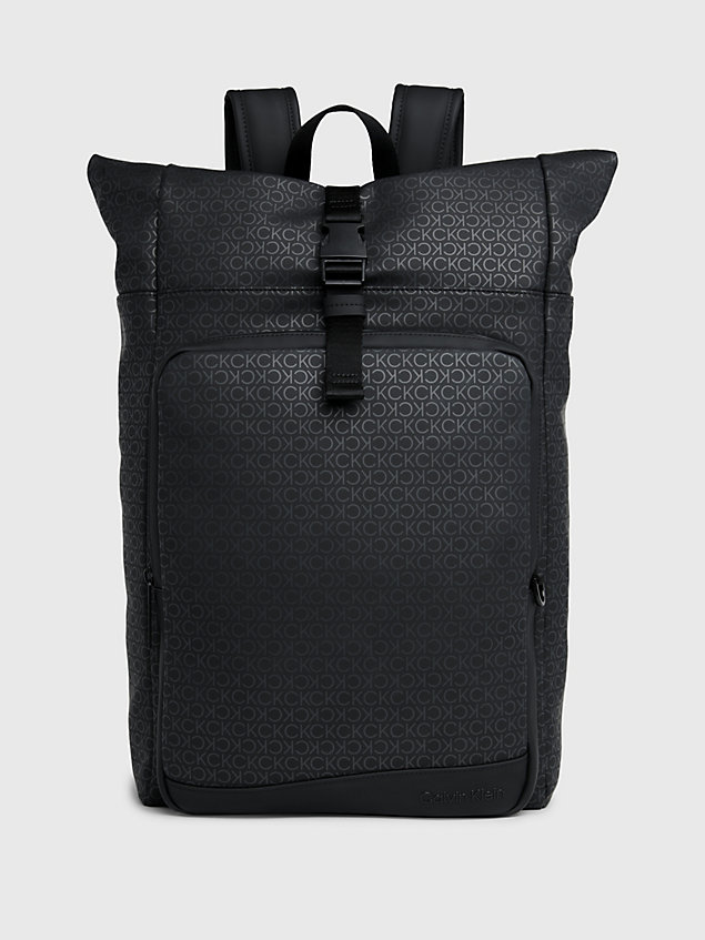black logo roll-top backpack for men calvin klein