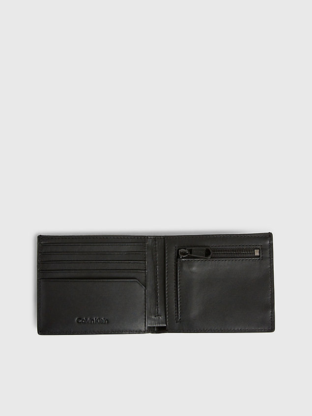 portefeuille double en cuir avec logo anti-rfid black pour hommes calvin klein