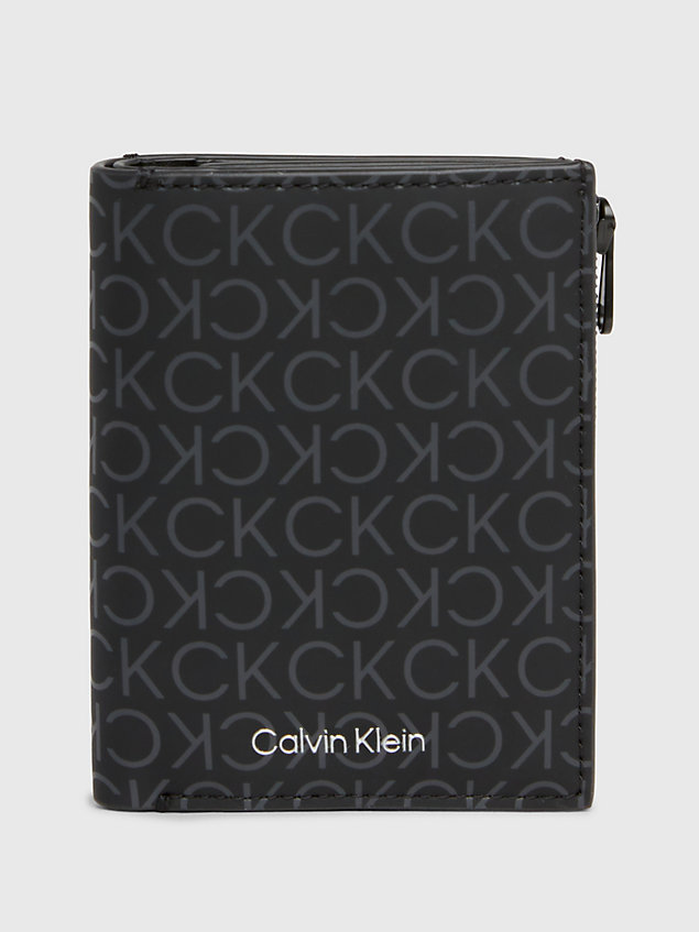 black logo trifold wallet for men calvin klein