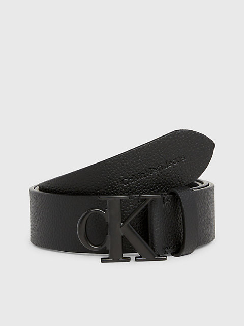 black logo-ledergürtel für herren - calvin klein jeans