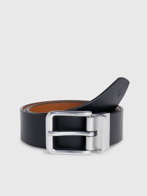 Donkerbruin en zwarte leren reversible riem - Heren