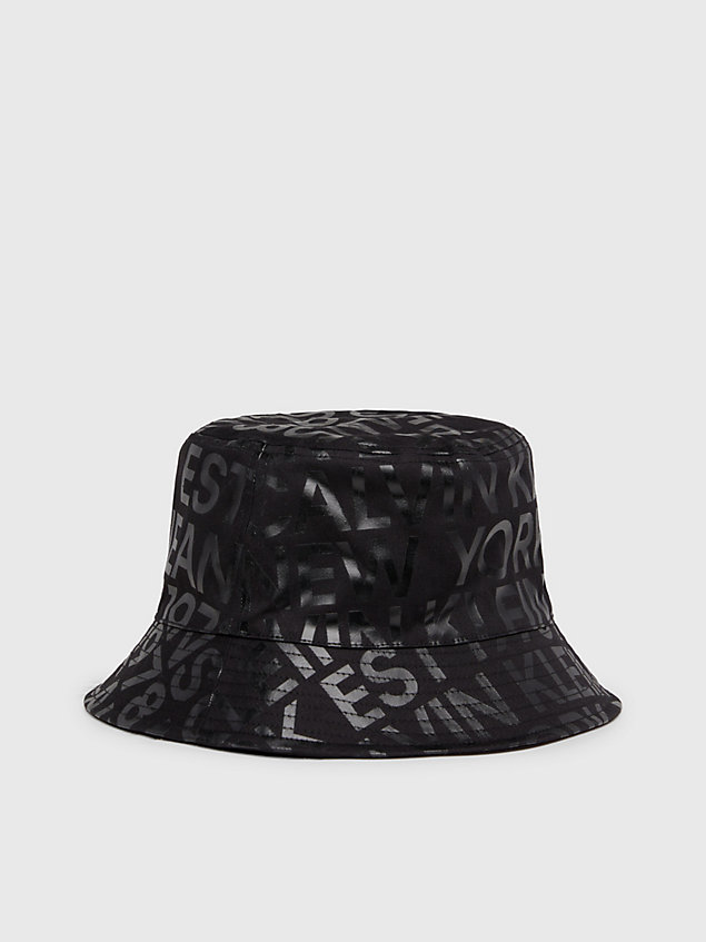 black dwustronny kapelusz typu bucket hat dla mężczyźni - calvin klein jeans