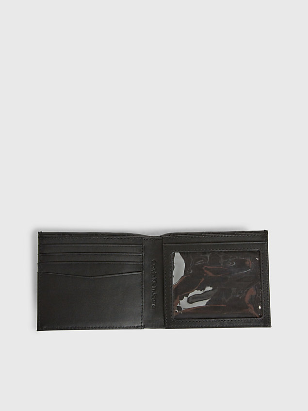 black skórzany składany portfel jednoczęściowy z blokadą rfid dla mężczyźni - calvin klein jeans