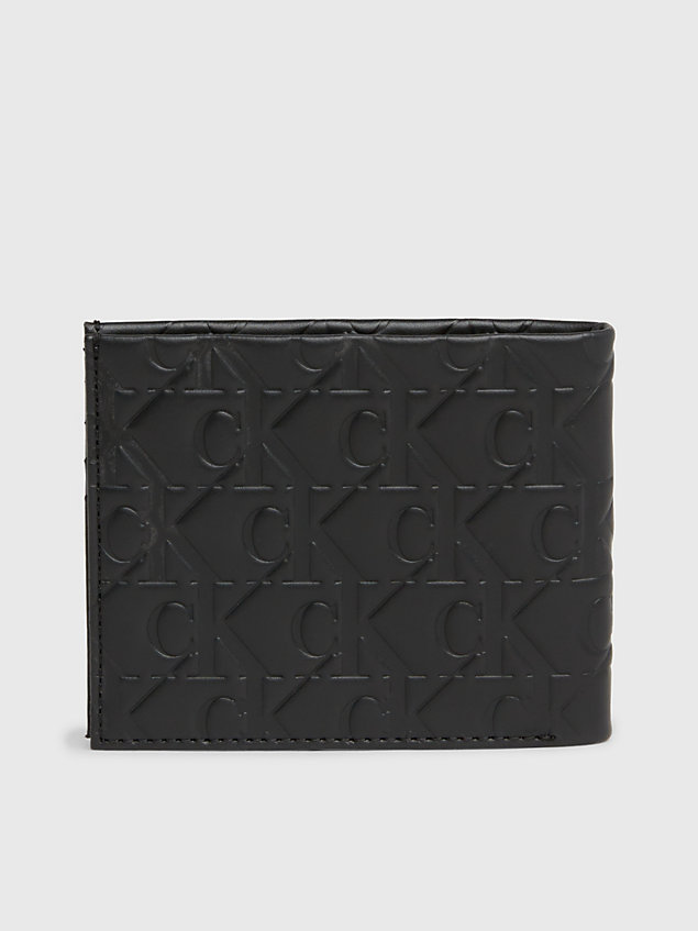 black leather rfid slimfold wallet for men calvin klein jeans