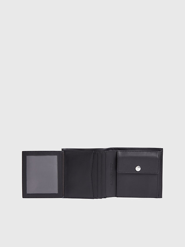 black leather rfid trifold wallet for men calvin klein jeans