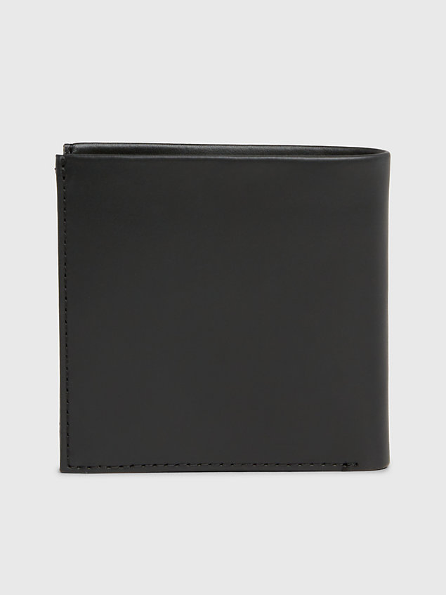 black leather rfid trifold wallet for men calvin klein jeans